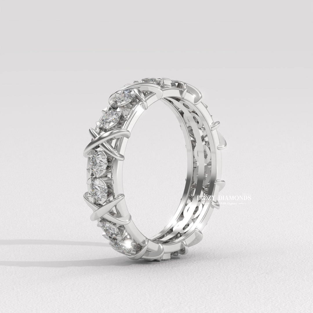 3.50MM Full Eternity Wedding Band - Crossover Unique Stacking Band