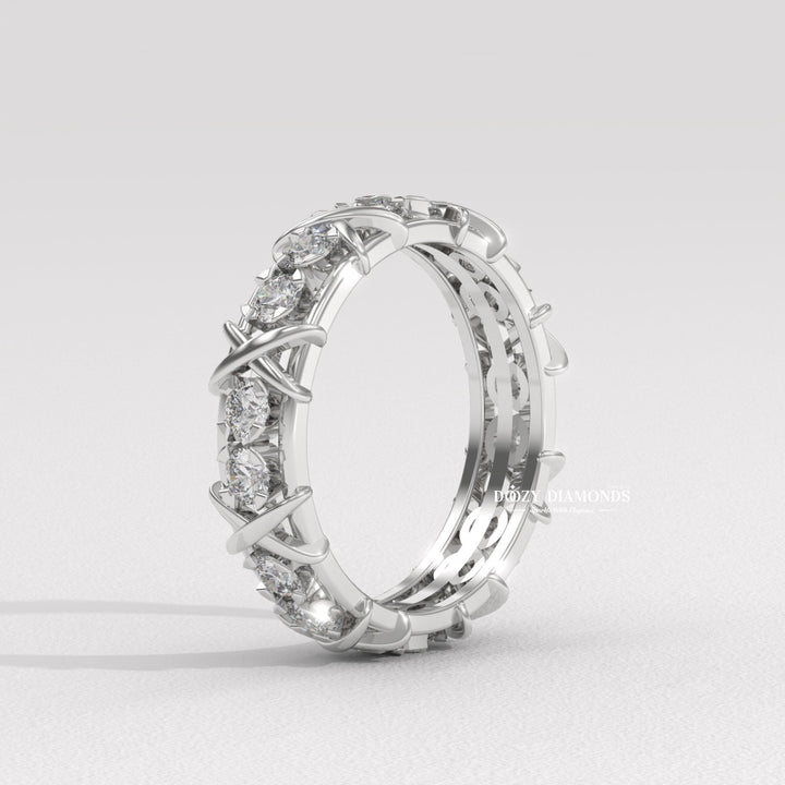3.50MM Full Eternity Wedding Band - Crossover Unique Stacking Band