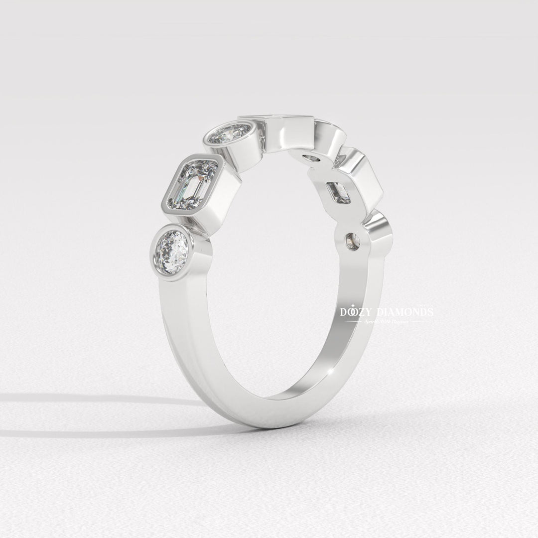 Bezel Set diamond wedding band in white gold