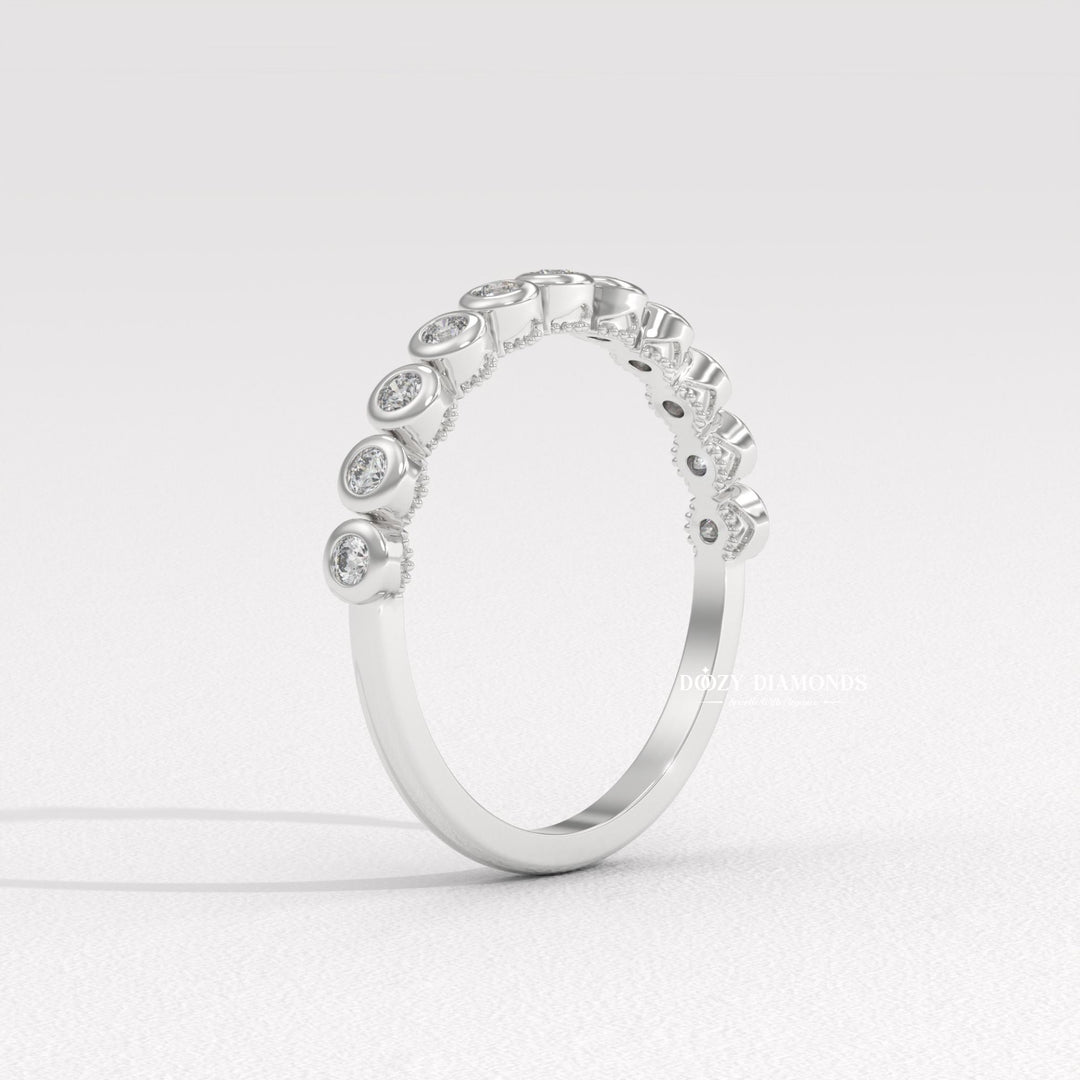 2.0MM Bezel diamond wedding band in white gold