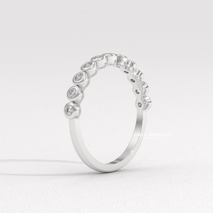 2.0MM Bezel diamond wedding band in white gold