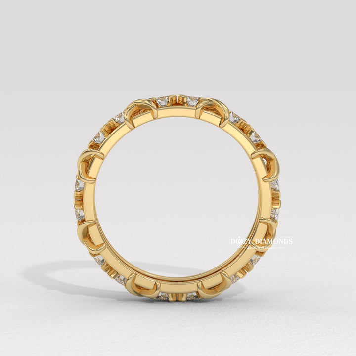 3.50MM Full Eternity Wedding Band - Crossover Unique Stacking Band