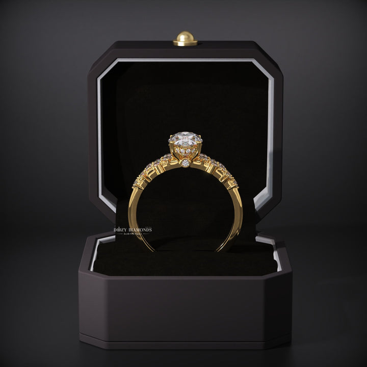 2.50ct Oval Diamond Zig Zag Pave Engagement Ring & Matching Wedding Band