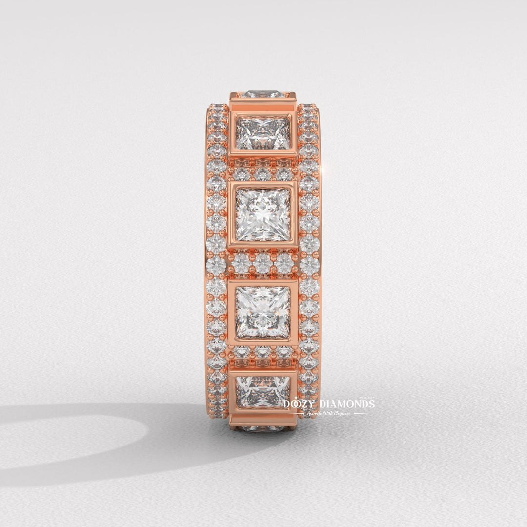 IGI certified round & princess diamond wedding band