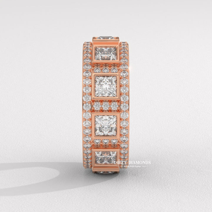 IGI certified round & princess diamond wedding band