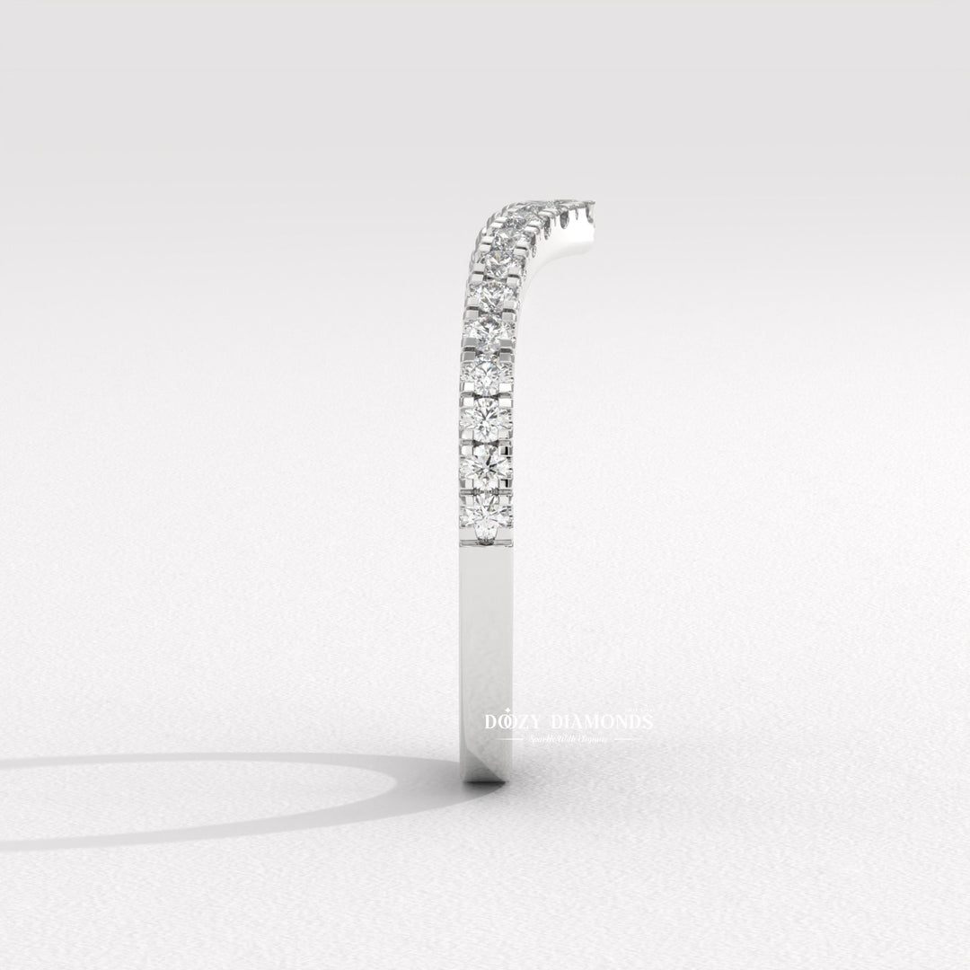 Side view of round diamond wedding band