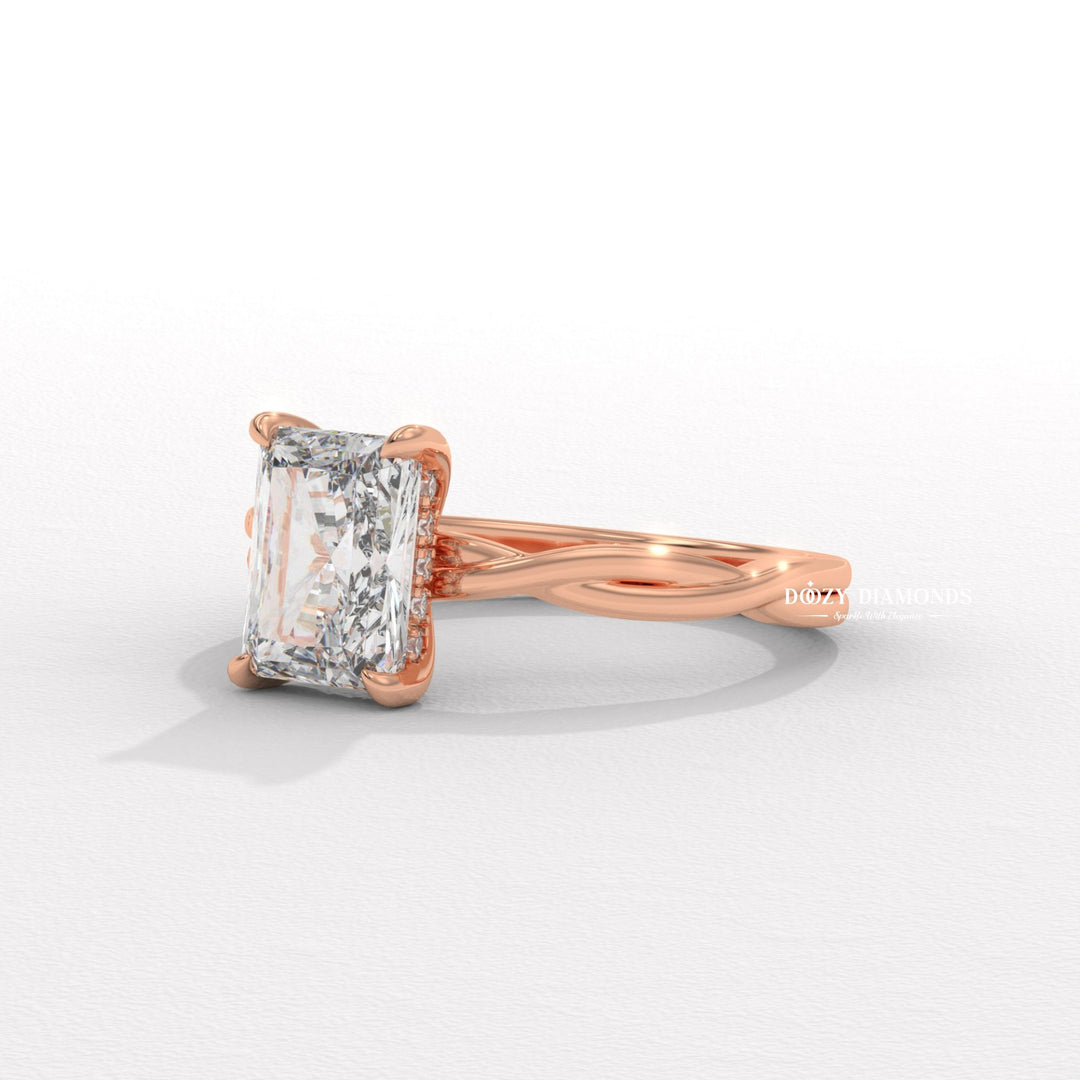 Radiant solitaire engagement ring with brilliant diamond sparkle