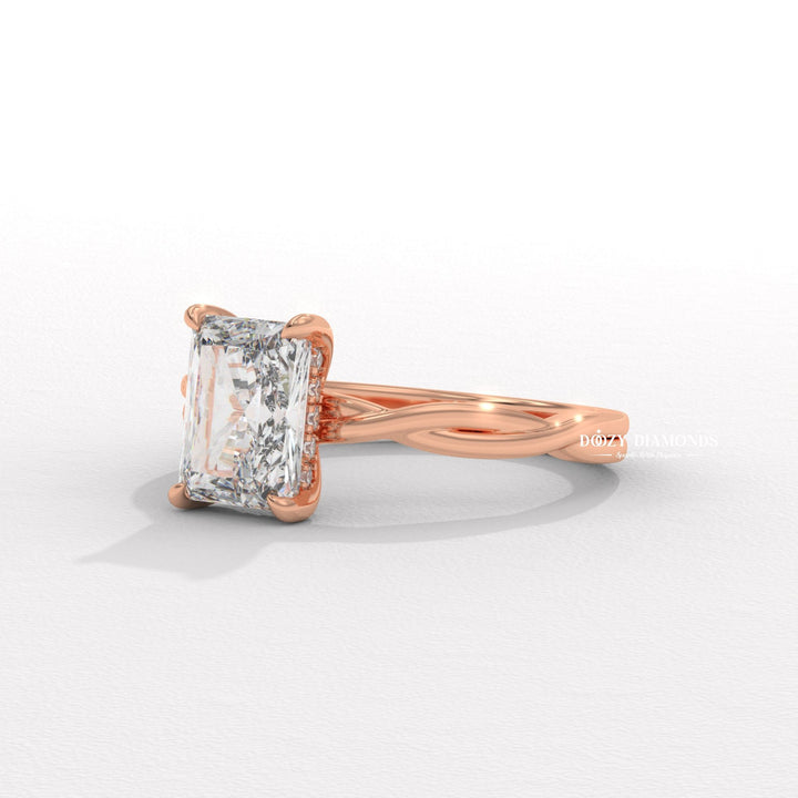 Radiant solitaire engagement ring with brilliant diamond sparkle