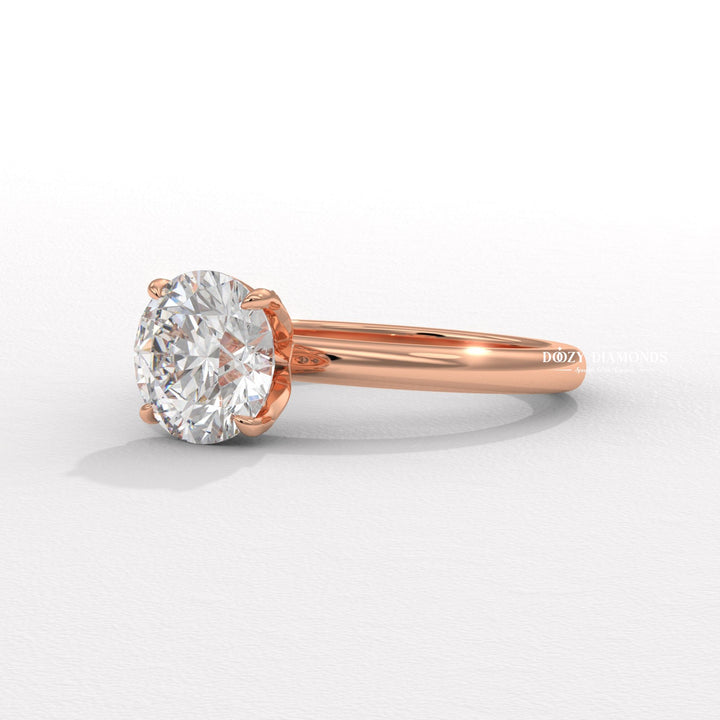 Round solitaire engagement ring with certified lab grown diamond