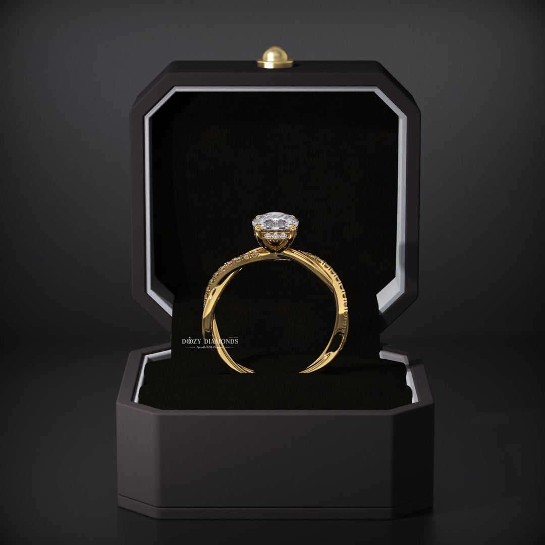 Buy cushion cut hidden halo diamond engagement ring with free shipping