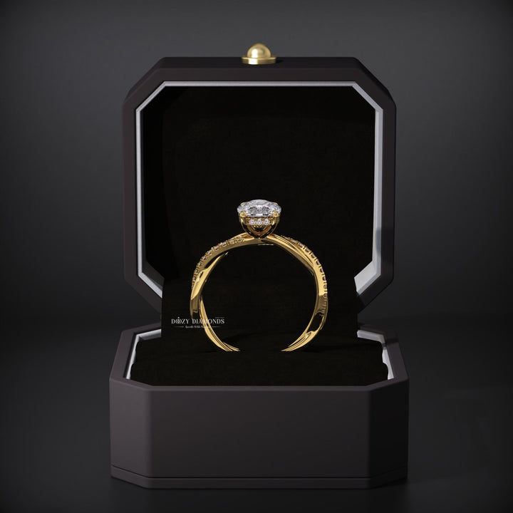 Buy cushion cut hidden halo diamond engagement ring with free shipping