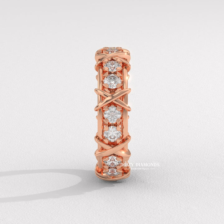 3.50MM Full Eternity Wedding Band - Crossover Unique Stacking Band