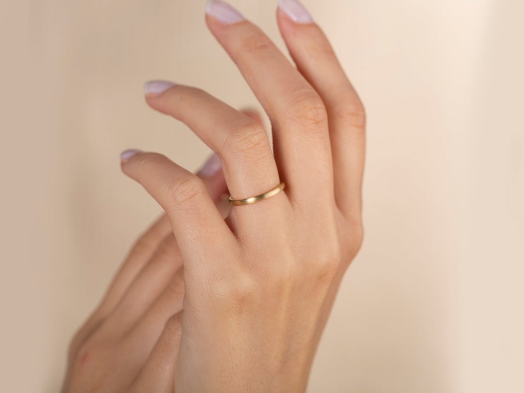 2.0mm Matte Brushed Classic Dome Wedding Band in Solid Gold - Doozy Diamonds