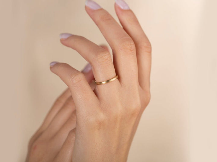 2.0mm Matte Brushed Classic Dome Wedding Band in Solid Gold - Doozy Diamonds