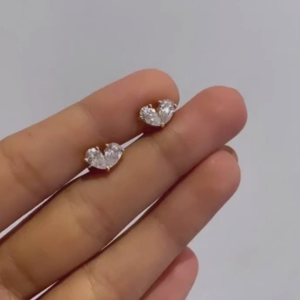 Pear F - VVS Lab - Grown Diamond Two Stone Stud Earrings - Doozy Diamonds