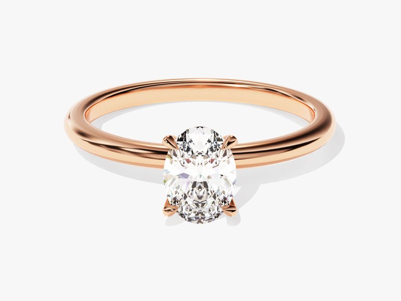 Oval solitaire engagement ring close-up highlighting diamond sparkle