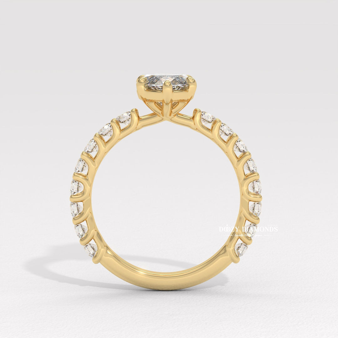 Side angle of marquise solitaire diamond engagement ring