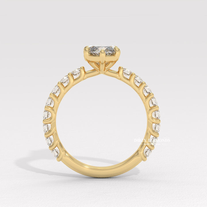 Side angle of marquise solitaire diamond engagement ring