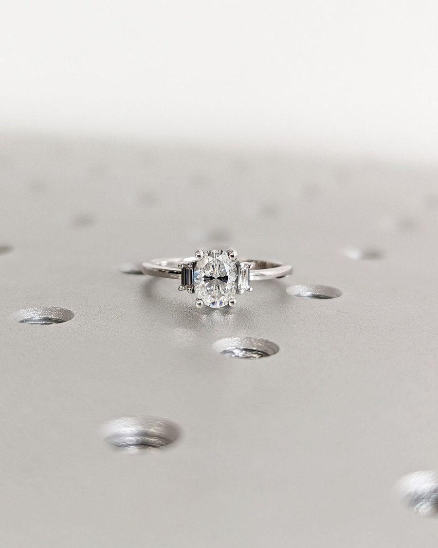 1.0CT oval solitaire lab grown diamond engagement ring for sale