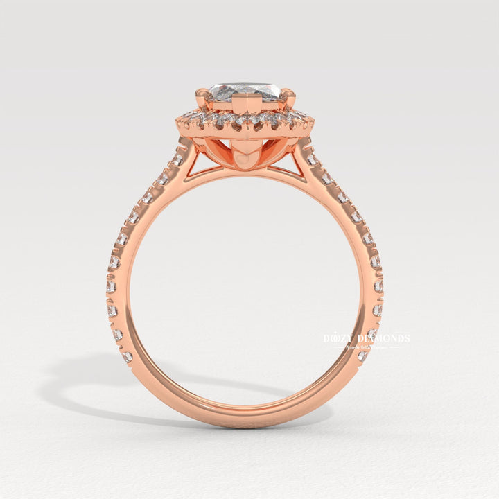 Angled view of marquise cut diamond in solitaire setting