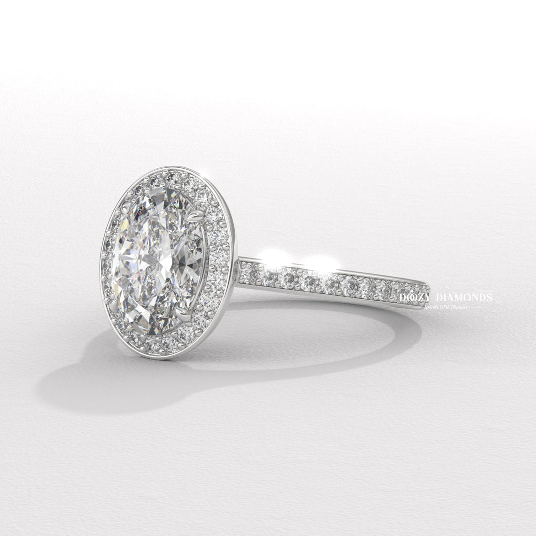 Buy oval cut halo diamond engagement ring with free shipping