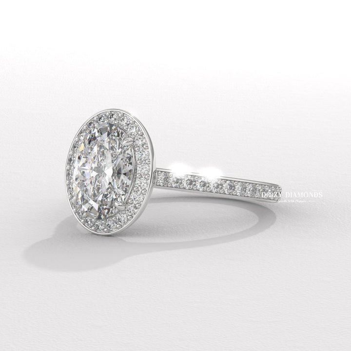 Buy oval cut halo diamond engagement ring with free shipping