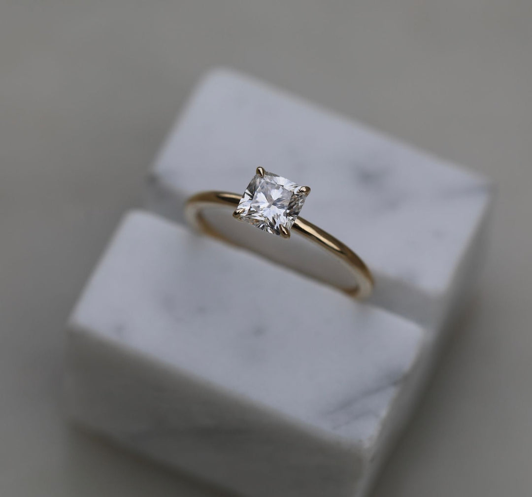 Buy cushion cut solitaire diamond engagement ring with free shipping
