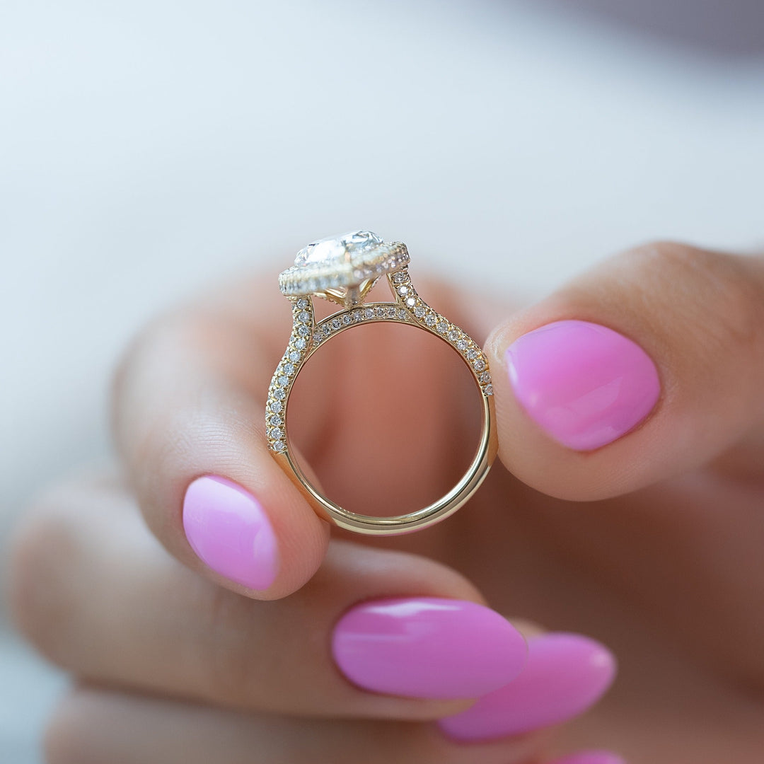 Shop pear cut pave lab grown diamond engagement ring online