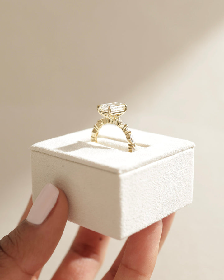 minimalist pavé setting, structured pavé setting, symmetrical pavé setting, balanced pavé setting, continuous sparkle setting, diamond shank setting, pavé band setting, glitter band setting, radiant band setting