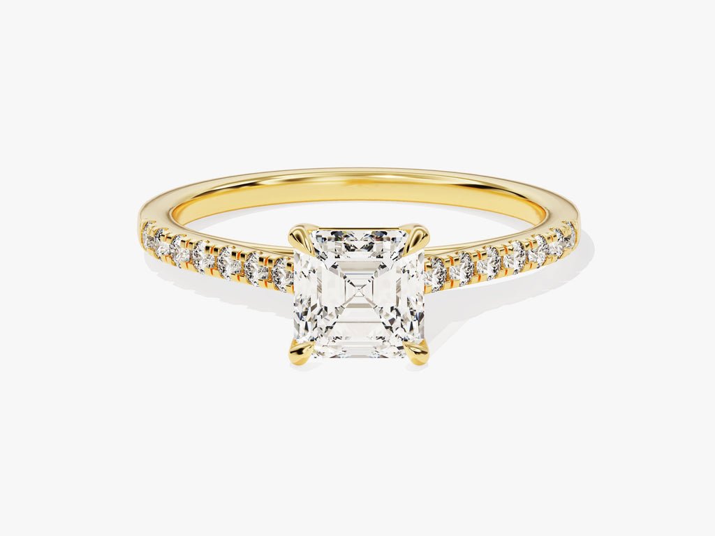 1.0CT asscher cut pave engagement ring available to buy now