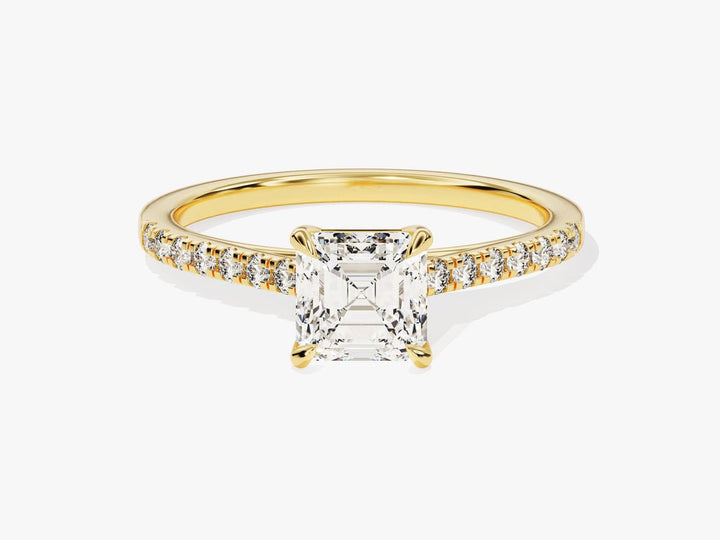 1.0CT asscher cut pave engagement ring available to buy now