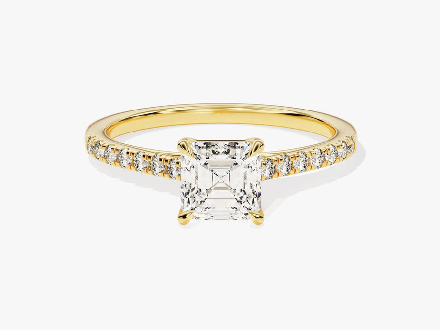 1.0CT asscher cut pave engagement ring available to buy now