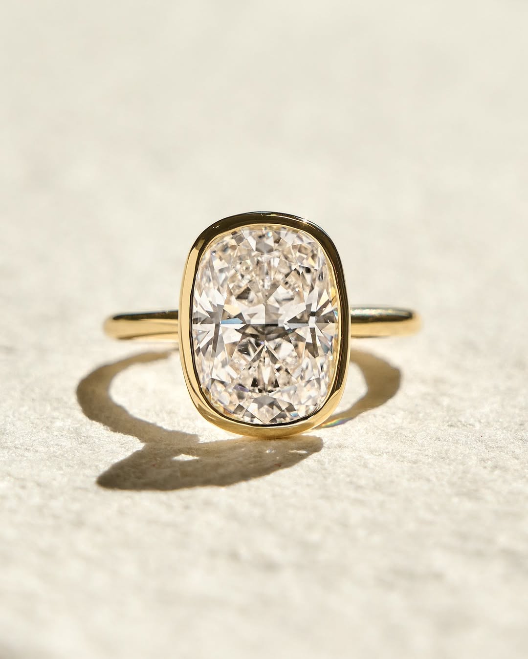 Buy 4.0CT cushion bezel lab grown diamond engagement ring online