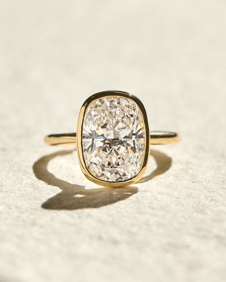Buy 4.0CT cushion bezel lab grown diamond engagement ring online
