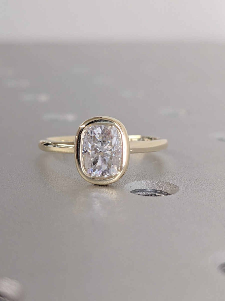 1.0CT cushion cut hidden halo engagement ring available to buy now
