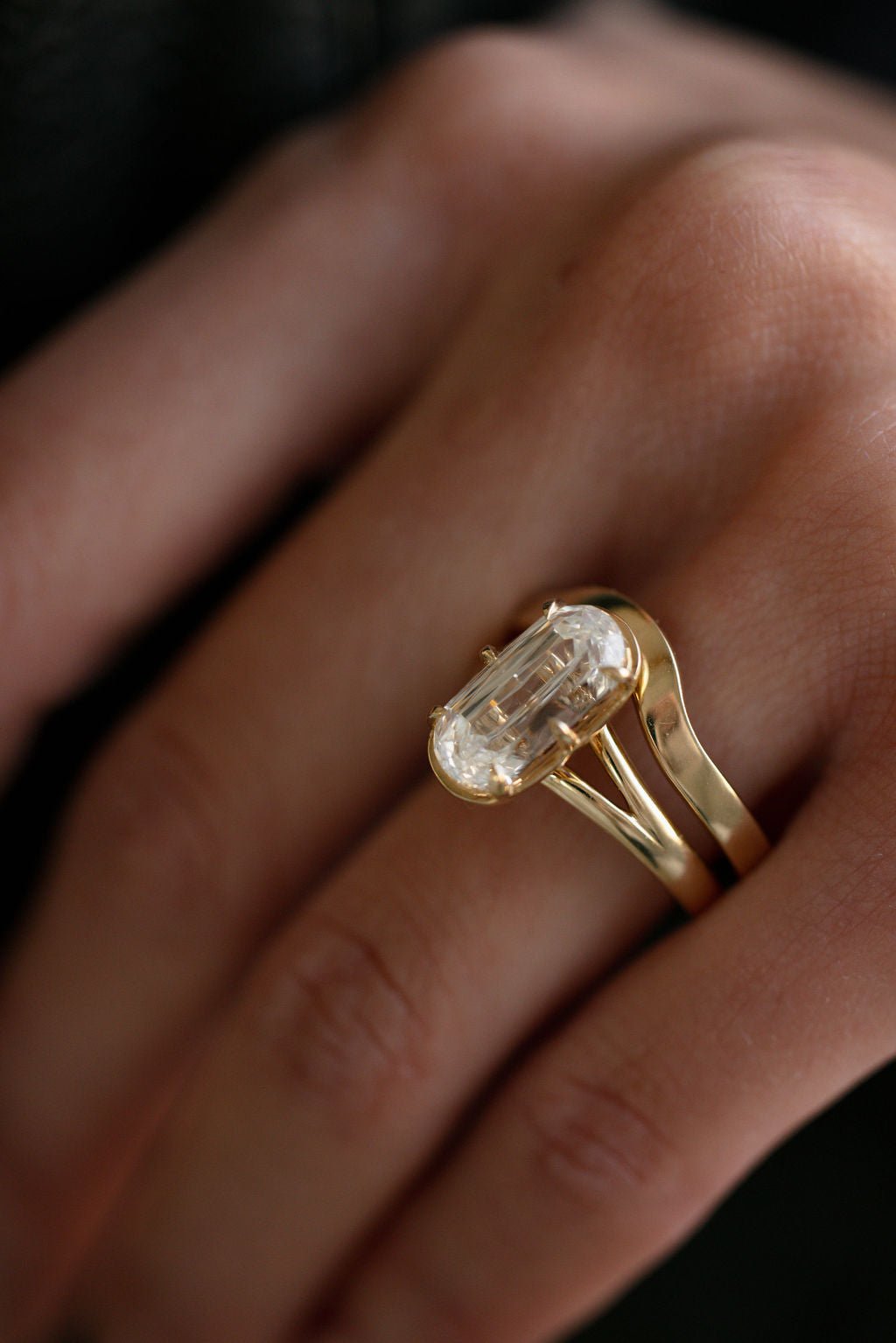 3.70CT Scissor Cut Elongated Cushion F - VS Lab Grown Diamond Unique Wedding Ring Set - Doozy Diamonds