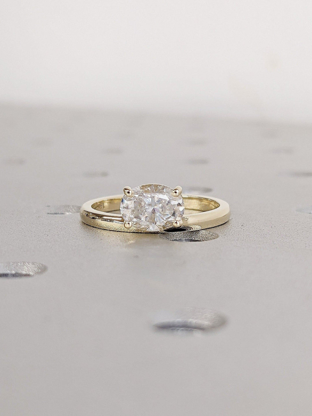 1.0CT oval east west lab grown diamond engagement ring for sale