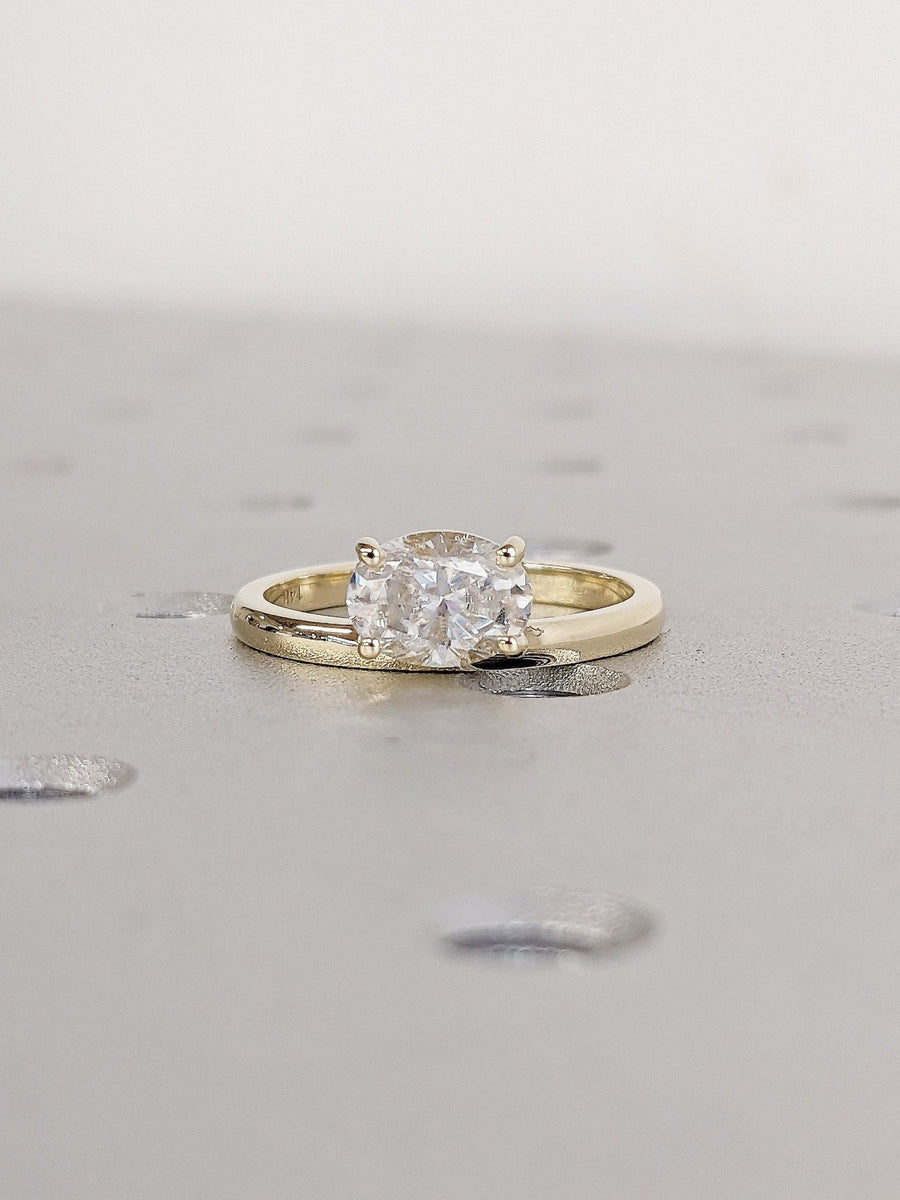 1.0CT oval east west lab grown diamond engagement ring for sale