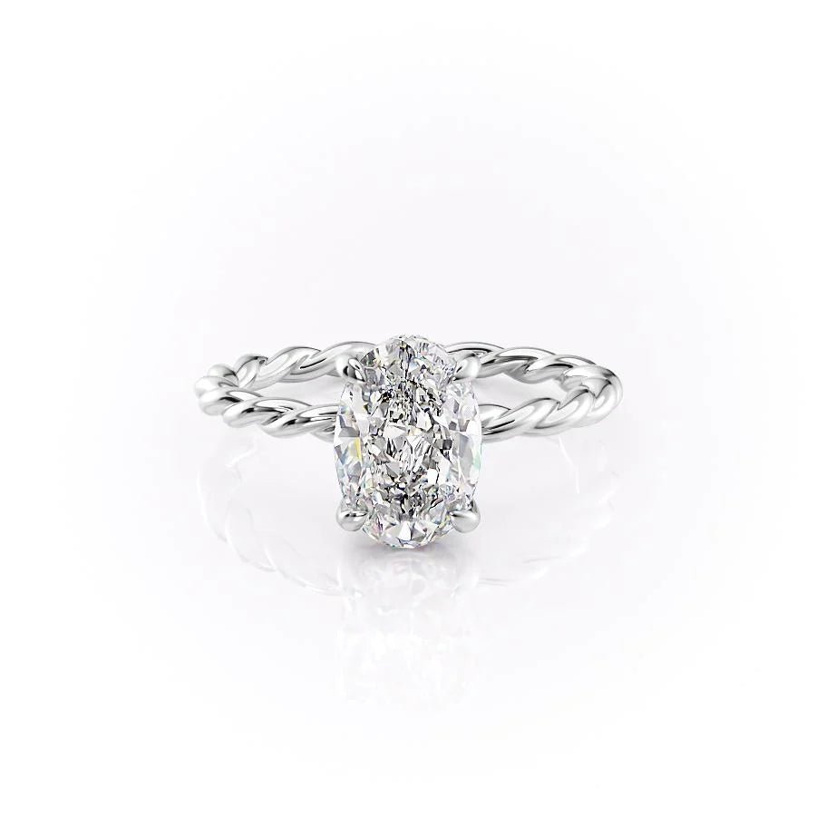 Premium oval cut hidden halo engagement ring crafted in solid gold