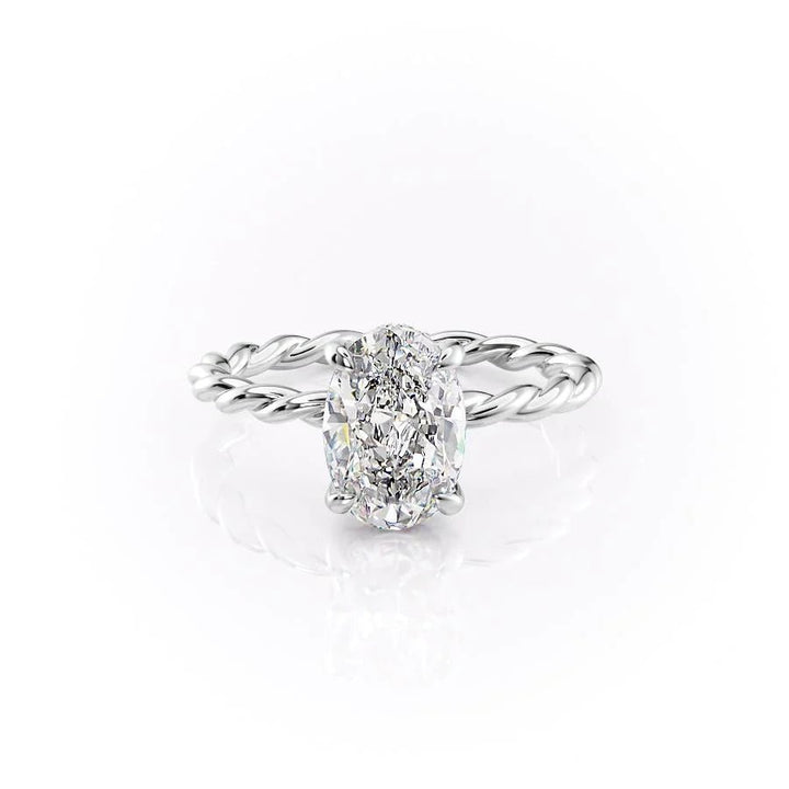 Premium oval cut hidden halo engagement ring crafted in solid gold