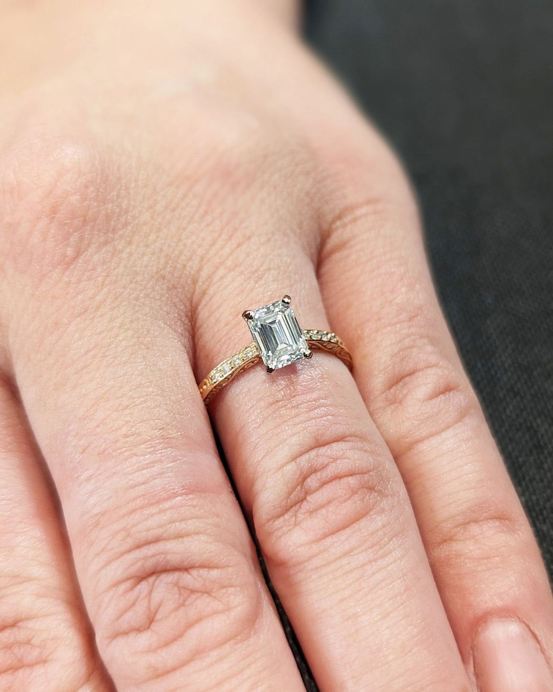 1.0CT emerald cut vintage engagement ring available to buy now