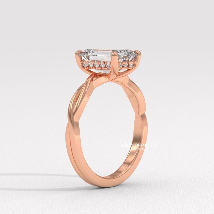 Premium emerald cut solitaire engagement ring crafted in solid gold