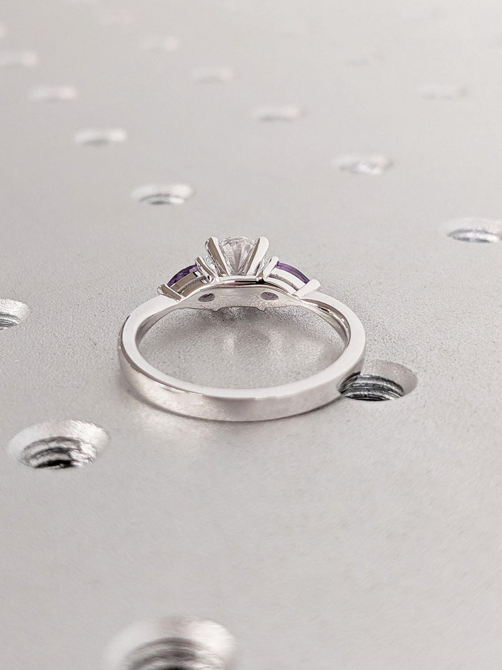 Round solitaire engagement ring finished in polished solid gold