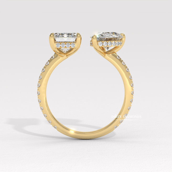 Pear cut diamond ring worn on hand
