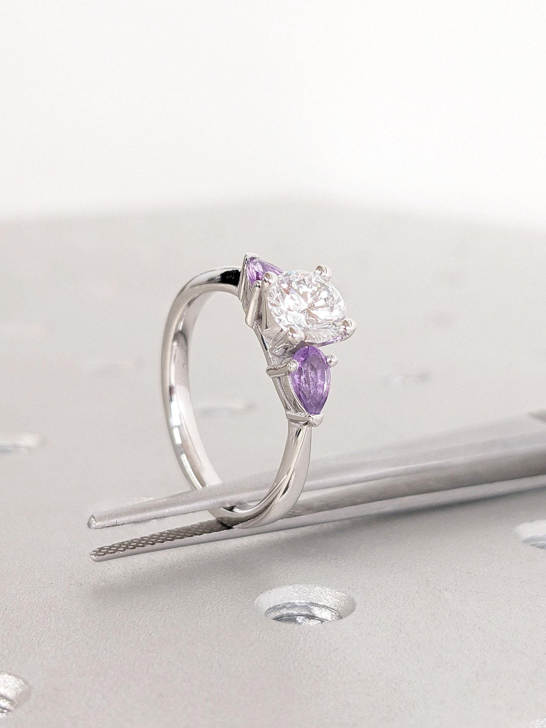 Handcrafted round cut solitaire lab grown diamond engagement ring