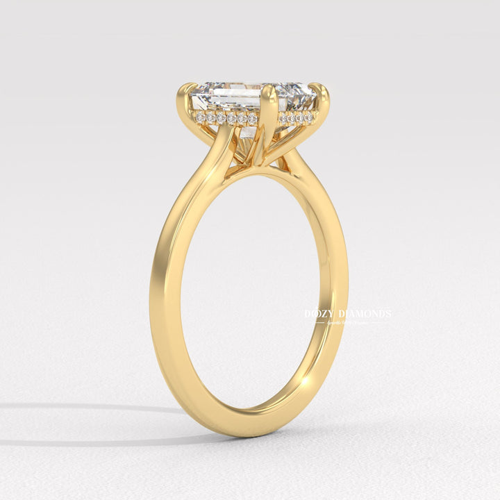 Shop the emerald cut hidden halo engagement ring collection online