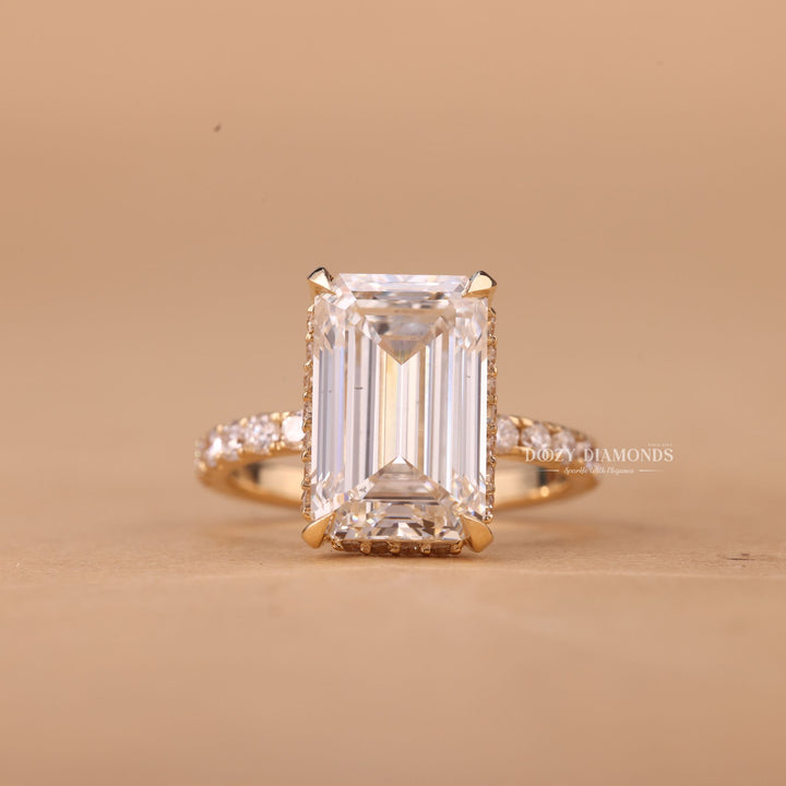 Discover emerald hidden halo lab grown diamond engagement ring online