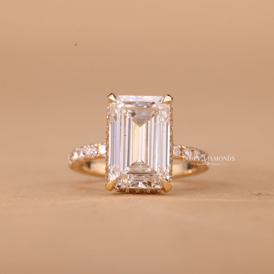 Discover emerald hidden halo lab grown diamond engagement ring online