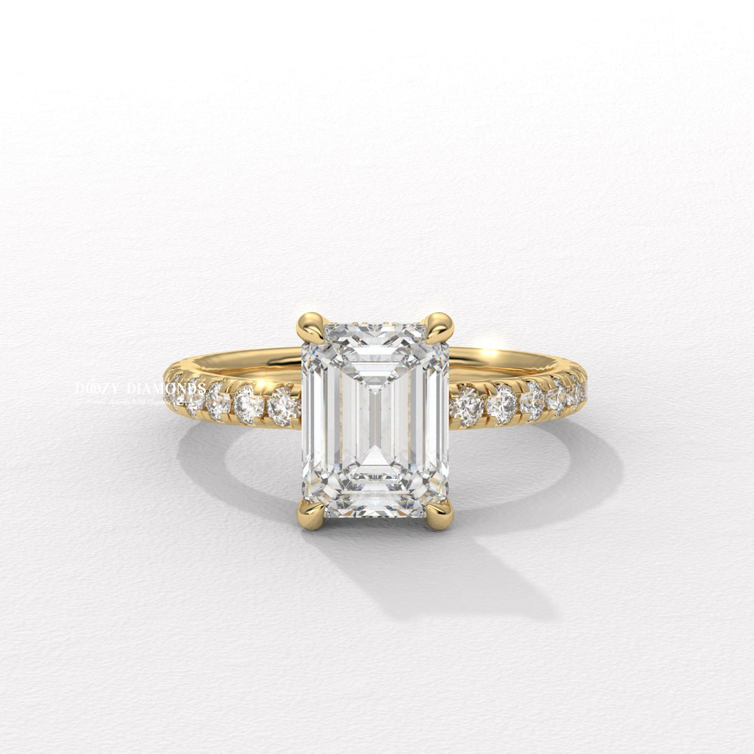 Discover emerald hidden halo lab grown diamond engagement ring online