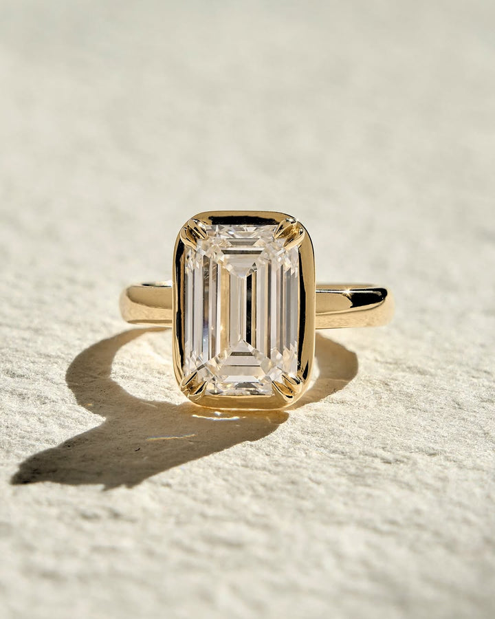 Shop emerald bezel lab grown diamond engagement ring